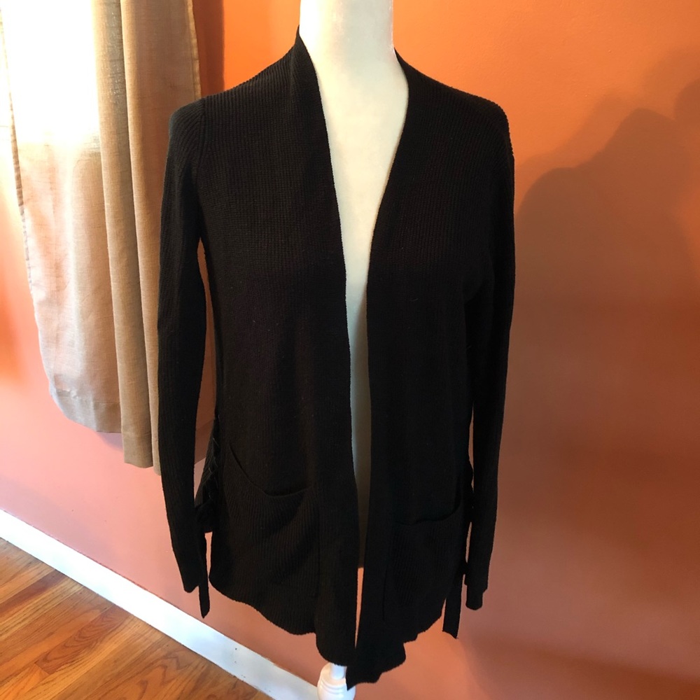 Black (tie up side) open-front sweater (EUC)